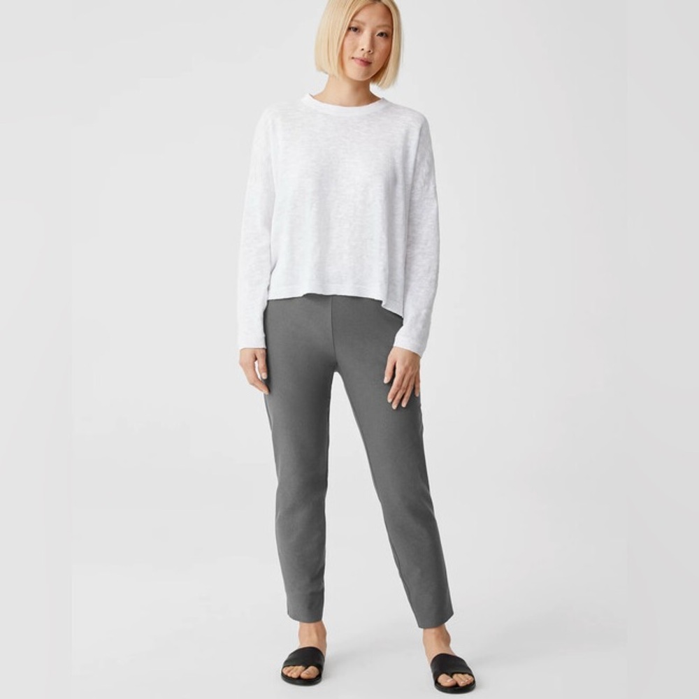 NWT Eileen Fisher Signature Washable Stretch Crepe Pant in Ash (Grey)